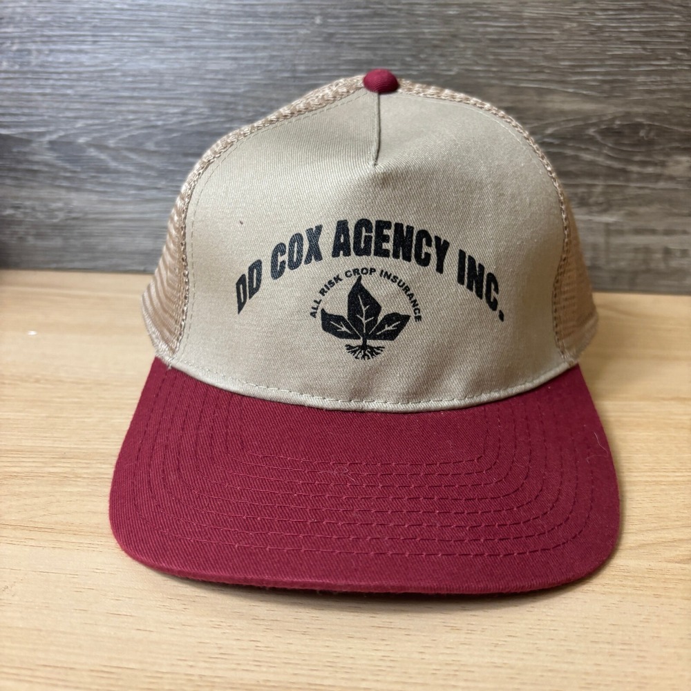 Vintage DD Cox Agency Inc Hat Cap Snapback Brown Trucker Low Profile